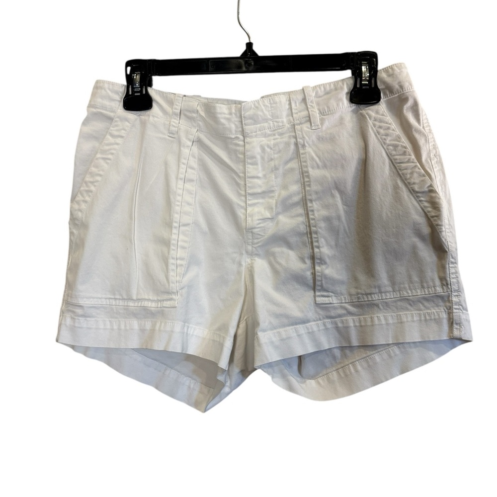 Nili Lotan Women's White Cotton Minimalist Utility Shorts Sz S
